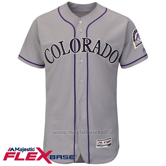 Maglia Baseball Uomo Colorado Rockies Blank Grigio Flex Base Autentico Collezione